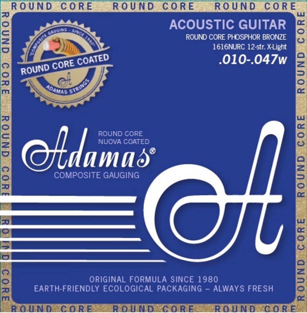 Adamas Acoustic guitar strings Round Core coated Phosphor Bronze 12-str. Light .010-.047 | 1616NURC