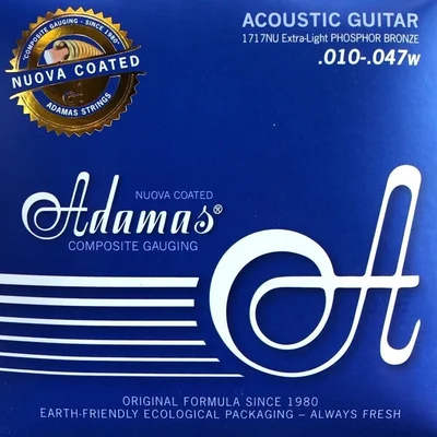 Adamas Cuerdas para guitarra acústica recubiertas de bronce fosforoso Extra Light .010-.047 | 1717NU
