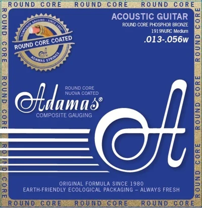 Adamas Cuerdas para guitarra acústica con Roundcore coated Phosphor Bronze Medium .013-.056 | 1919NURC