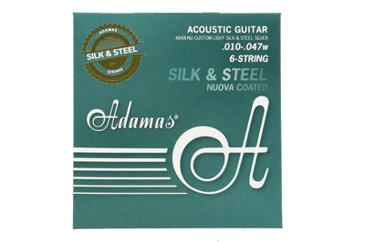 Adamas Cuerdas Guitarra Acústica Silk & Steel Coated Custom-Light .010-.047 | 4848-NU Silver