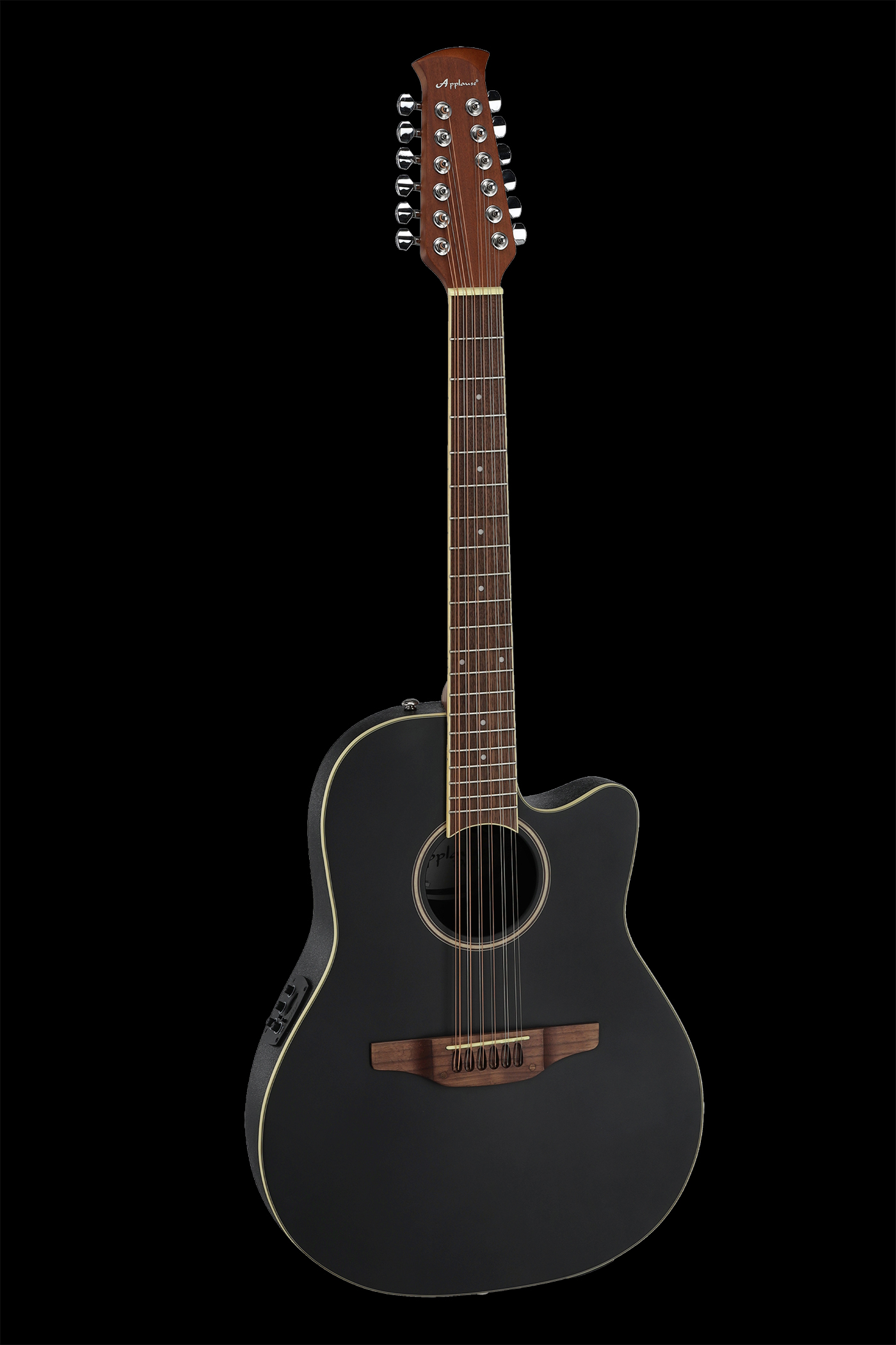 Applause Traditional AB2412 Mid Cutaway 12-string Black Satin | AB2412II-5S