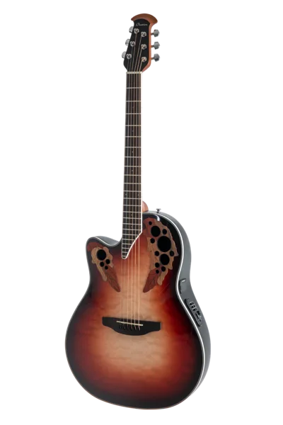 Ovation Celebrity Elite Plus CE44LX Mid Cutaway Lefthand Ruby Burst | CE44LX-1R-G
